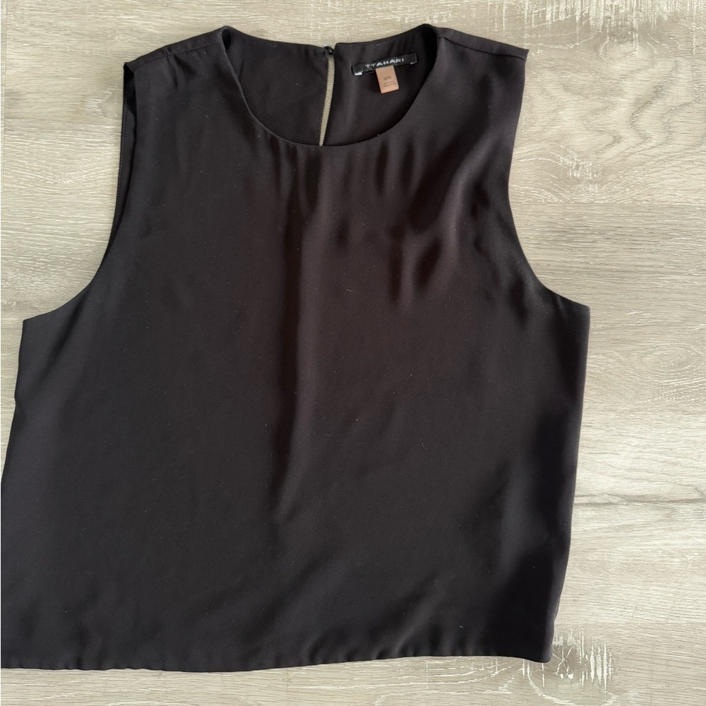 T Tahari Classic Black Sleeveless Blouse